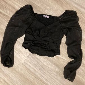 Black ruched crop top